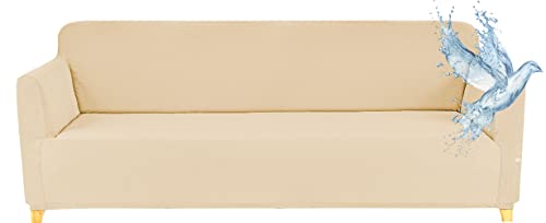 Poligino Sofabezug für 2-Sitzer, wasserdicht, dehnbar, Schutz für Sofas mit Armlehnen, Polyester, Beige, 2-Sitzer, 130 – 170 cm von Poligino