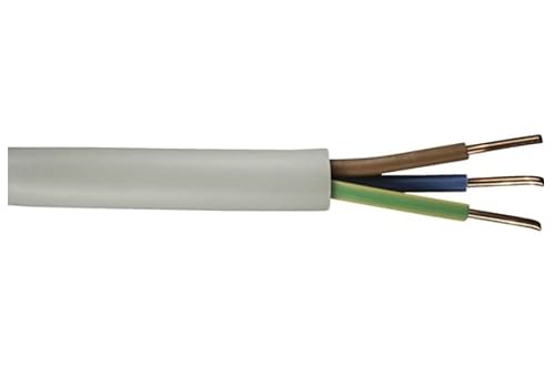 Pollmann NYM J 3x1,5 3x2,5 5x1,5 5x2,5mm² Mantelleitung Elektroleitung Kabel 1-25m (NYM-J 3 x 2,5mm², 10 Mtr.), Grey von Pollmann