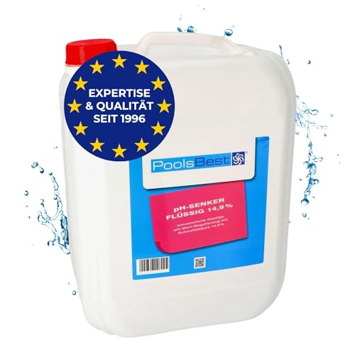 PoolsBest pH Senker flüssig 11 kg I pH-Minus mit 14,9% Schwefelsäure zur optimalen pH-Wert Regulierung für Pools I pH-Wert Senker Pool flüssig zur Verwendung mit Pool Dosieranlage I pH senken Pool von PoolsBest