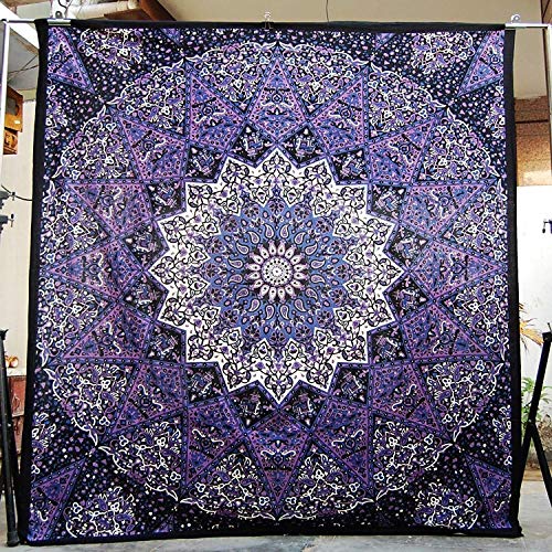 Popular Handicrafts Popular Tapestry Twin Hippie Mandala Bohemian Psychedelic Intricate Floral Design Indian Bedspread Magical Thinking Tapestry 84x54 Inches,(215x140cms) Blue Purple von Popular Handicrafts
