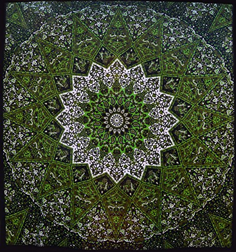 Popular Psychedelic Mandala Hippie Tapestry Indian Wall Hanging Bedspread 84x90 Inches (215x230cms) by Popular Handicrafts von Popular Handicrafts