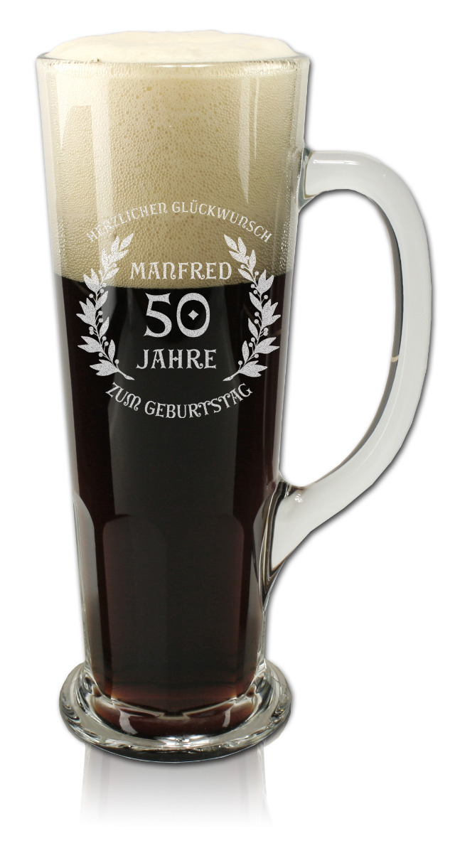 Bierseidel Bierkrug Weizenbiertulpe mit Henkel 0,5L Gravur Wunschtext von PorcelainSite GmbH