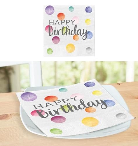 Posten Anker/Happy Birthday Servietten 40 Stück Maxi Pack 3-lagig/XXL Packung/Premium Qualität/Wunderschöne Drucke/Geeignet für Geburtstage Erwachsener & Kinder von Posten Anker
