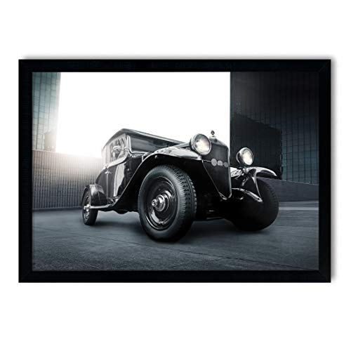 postergaleria Bild im Rahmen | Plakat | Modern | Wand Künstlerisch | Verschiedene Themen 50 x 70 cm (Oldtimer Schwarz Auto) von postergaleria