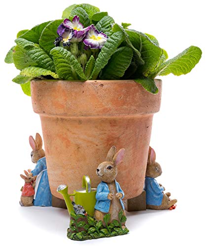 Potty Feet Beatrix Potter Peter Hase & Mrs Kaninchenfiguren, Blumentopf-Füße, handgefertigt, dekorative Ornamente, 3 Stück von Potty Feet