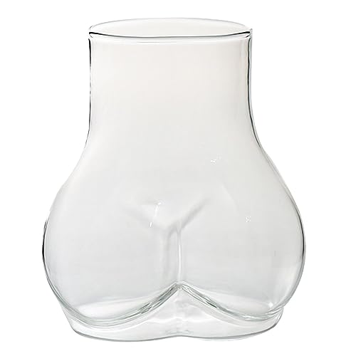 Povanjer Butt Trinkbecher, 450 ml, transparente Borosilikatglasbecher, dicker Glasbecher, tragbarer für Wasser, Milch, Kaffee, lustiger Trinkbecher für Bars, Cafés von Povanjer