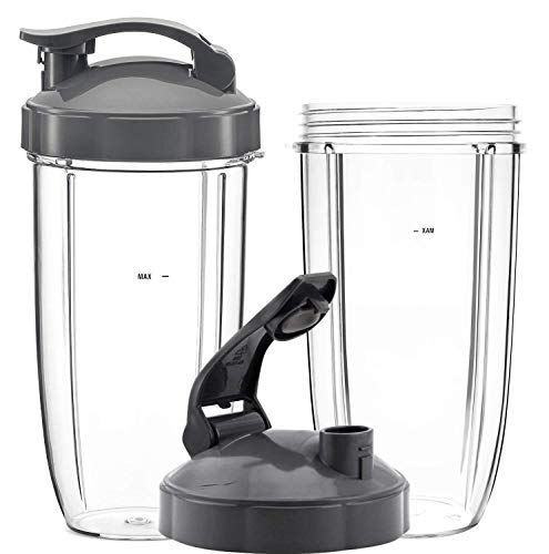 Poweka Ersatzteile Kompatibel mit Nutribullet 600 W/900 W Mixer, 2 Gläser à 32 oz mit Klappdeckel Kompatibel mit Nutribullet Hochgeschwindigkeits-Entsafter von Poweka