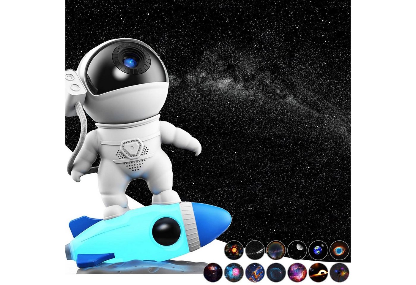 Powerwill LED-Sternenhimmel LED Nachtlicht, 12 in 1 Planetarium Astronaut Projektor, LED wechselbar, 12 Planeten Discs Galaxy Projektor Lampe, KinderNachtlicht, für Valentinstag, Geschenk, mit Timer von Powerwill