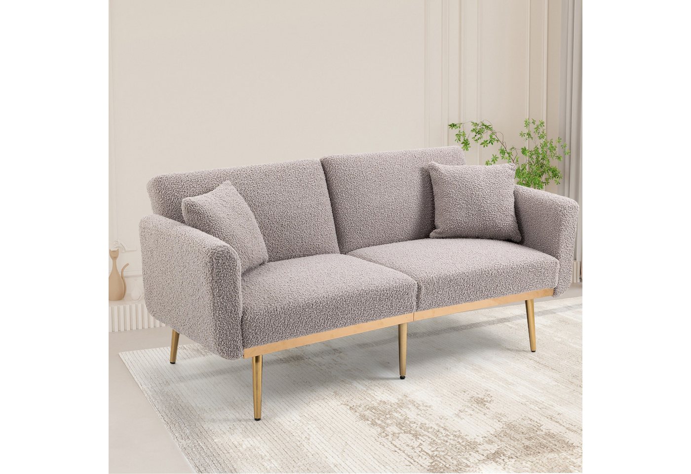 Powerwill Schlafsofa 3-Sitzer-Designsofa aus weichem Samt, Dreisitzer mit Bettfunktion 1 Teile, Stabile Metallbeinstütze von Powerwill