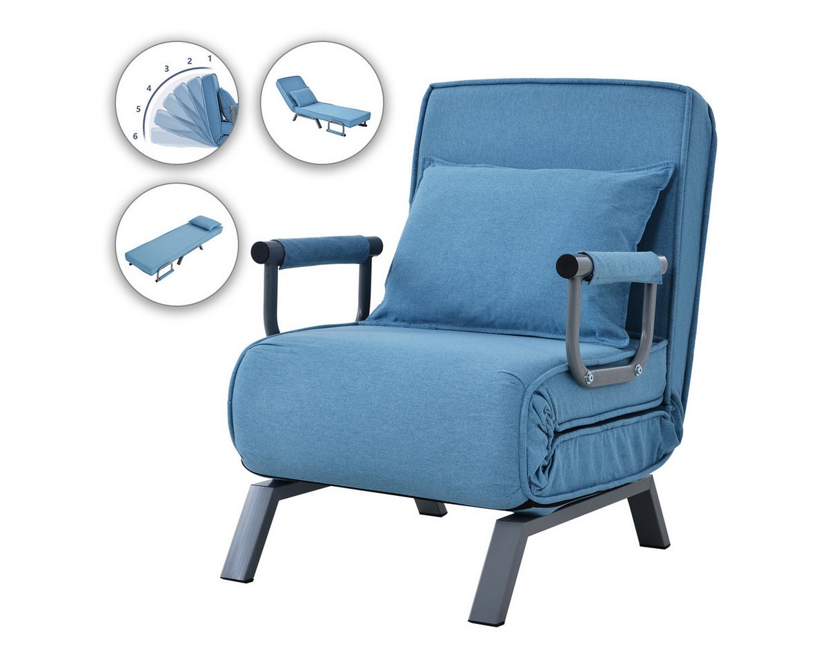 Powerwill Sofa Umwandelbarer Schlafsofa-Schlafsessel,klappbarer Sessel mit Kissen von Powerwill