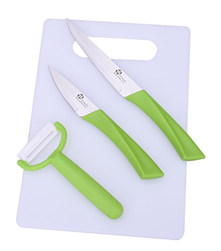 Set 2 Messern, Gemüseschäler und Schneidebrett Grün von Pradel Excellence