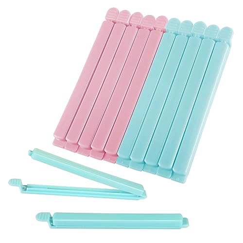 Prasacco 10 Stück Clips für Tüten, Kunststoff Verschlussclips 15,3 cm Lang Tütenclips Lebensmittel Clips Wiederverwendbar Verschlussklammern Zur Aufbewahrung von Lebensmitteln und Snacks (Rosa, Blau) von Prasacco