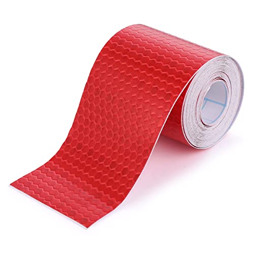 Prasacco Reflektorband, Sicherheits Reflektierendes Klebeband Selbstklebende Reflektierende Sicherheitsaufkleber Warnaufkleber 5 cm x 3 m Sicherheitsklebeband Sicherheit Markierung Band (1 Rolle, Rot) von Prasacco