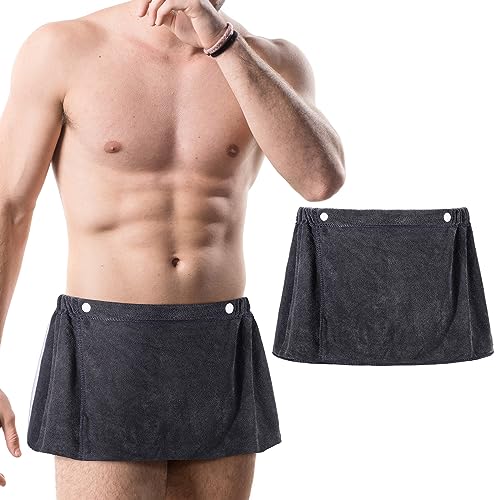 Preboun 1 Packung Herren weiches tragbares Badetuch kurze Hosen Mikrofaser Schwimmen Strandtuch Decke Herren Badetuch Wrap mit Druckknopfverschluss (grau) von Preboun