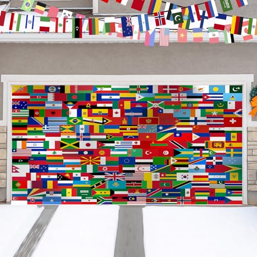 Preboun Internationale Flagge, Garagentor-Banner, große Weltflagge, Banner mit Messingösen, Urlaubshintergrund, Dekoration für Fußball, Sport, Feier, Party von Preboun
