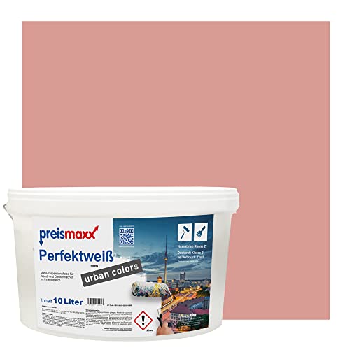 Preismaxx Perfektweiß urban colors, bunte Wandfarbe, rot, granatapfel, grenadine 10L, Innenfarbe, hohe Deckkraft Klasse 2, matt von Preismaxx