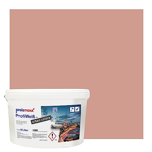 Preismaxx Profiweiß urban colors, bunte Wandfarbe, braun, helles rotbraun, light red-brown 5L, Innenfarbe, hohe Deckkraft Klasse 2, matt von Preismaxx