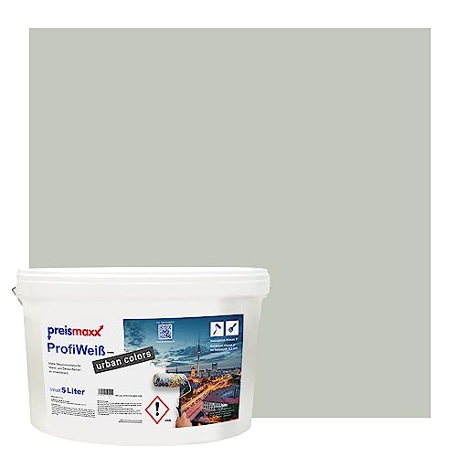 Preismaxx Profiweiß urban colors, bunte Wandfarbe, grün, kaperngrün, caper green 5L, Innenfarbe, hohe Deckkraft Klasse 2, matt von Preismaxx