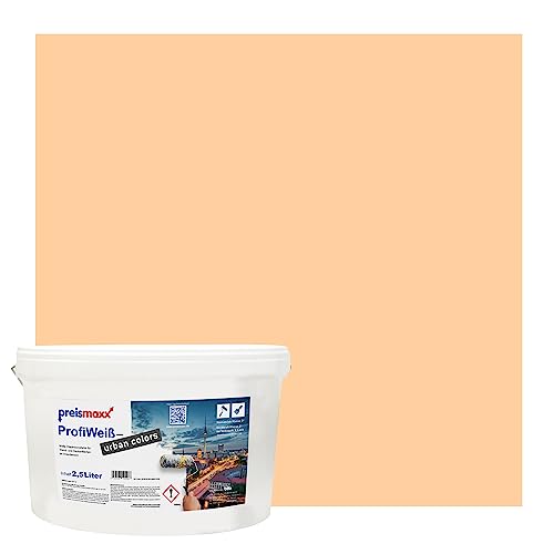 Preismaxx Profiweiß urban colors, bunte Wandfarbe, orange, hellorange, light orange 2,5L, Innenfarbe, hohe Deckkraft Klasse 2, matt von Preismaxx