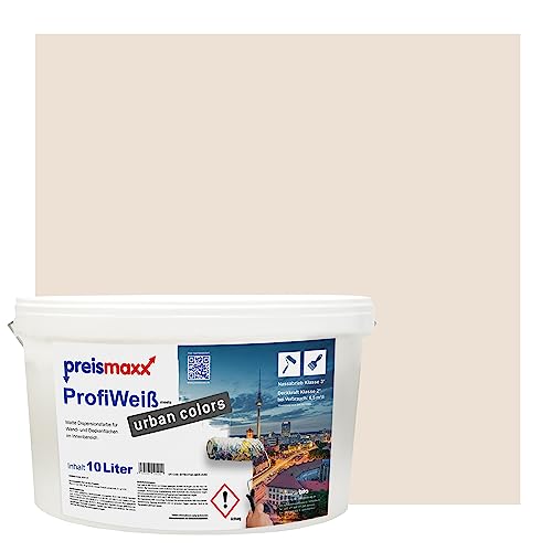 Preismaxx Profiweiß urban colors, bunte Wandfarbe, beige, perlbeige, pearl beige 10L, Innenfarbe, hohe Deckkraft Klasse 2, matt von Preismaxx