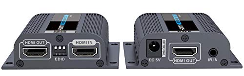 PremiumCord HDMI Extender in 50 m Entfernung über EIN Cat6 / 6a / 7-Patchkabel, EDID-Einstellungen, lokaler HDMI-Ausgang, Full HD 1080p-Videoauflösung von PremiumCord