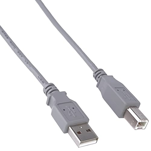 PremiumCord USB 2.0 High Speed Kabel M/M 0,5m, A Stecker auf B Stecker, USB Verbindungskabel für Scanner usw, Doppelt geschirmt, AWG28, Farbe grau, Länge 0,5m von PremiumCord