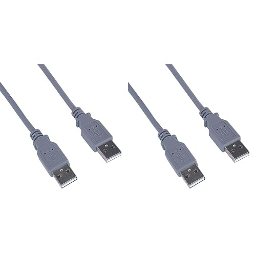PremiumCord USB 2.0 High Speed Kabel M/M 2m, A Stecker auf A Stecker, USB Verbindungskabel für HDD usw, Doppelt geschirmt, AWG28, Farbe grau, Länge 2m (Packung mit 2) von PremiumCord
