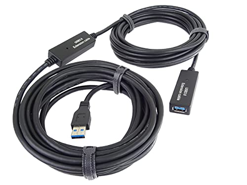 PremiumCord USB 3.0 Verlängerungskabel mit Repeater 10m, Datenkabel SuperSpeed bis zu 5Gbit/s, Ladekabel, USB 3.0 Typ A Buchse auf Stecker, Farbe schwarz, Länge 10m, ku3rep10 von PremiumCord