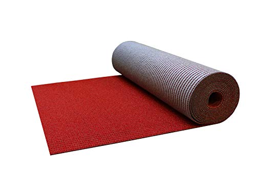 Sicherheits-Matte Meterware - Rot, 1,20m x 2,50m, Rutschfester Gummi-Granulat Schmutzfang-Läufer, Anti-Glätte Fußmatte von Primaflor - Ideen in Textil