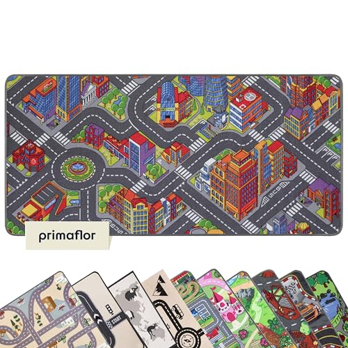 Primaflor Interaktiver Spielteppich - 95 x 200 cm, Big City, Made in Europe Kinderteppich mit Straßenmotiv, Hochwertiger Straßen-Teppich für Kinder- & Spielzimmer, Spielmatte für Jungen & Mädchen von Primaflor - Ideen in Textil