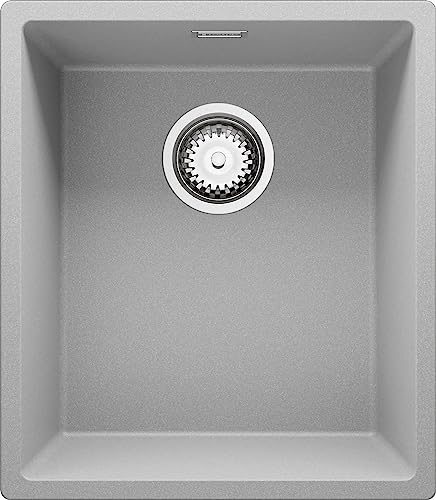 Spülbecken Grau 41x47 cm, Granitspüle + Ablauf-Set, Küchenspüle für 45er Unterschrank, Einbauspüle von Primagran von Primagran