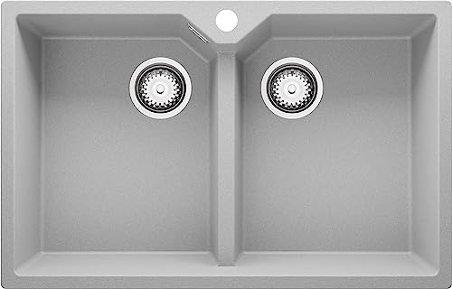Spülbecken Grau 78 x 50 cm, Granitspüle + Ablauf-Set, Küchenspüle ab 80er Unterschrank, Einbauspüle von Primagran von Primagran