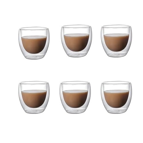Latte Macchiato Gläser doppelwandig 6er Set | 250 ml Cappuccino Tassen, Thermogläser, Kaffeetassen, Becher isoliert & bruchsicher von Primal Internet GmbH