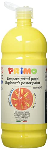 PRIMO Schulmalfarbe Tempera-Farbe für Kinder, 1000 ml Flasche mit Dosierverschluss (gelb) von Primo