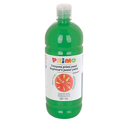 PRIMO Schulmalfarbe Tempera-Farbe für Kinder, 1000 ml Flasche mit Dosierverschluss (grün) von Primo