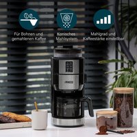 Kaffeemaschine 6 Tassen mit Mahlwerk für Bohnen & Filterkaffee von Princess