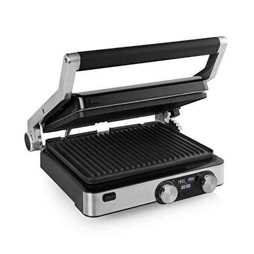 Princess 117310 Digital Grill Master Pro - Tischgrill - 2 einstellbare Thermostate - Digitales Bedienfeld - 2000 Watt 01.117310.01.001, silber, schwarz von Princess