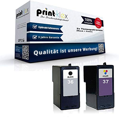 Print-Klex Tintenpatronen kompatibel für Lexmark NO 36+37 XL X5650 X5690 X6600Series X6650 X6675 X6690 Z2400 Z2410 Z2420 18C2190E 18C2200E Black Color BK CY MA YE - Office Quantum Serie von Print-Klex GmbH & Co.KG