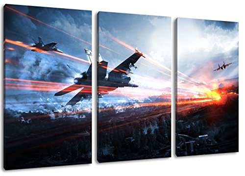 Dark Battlefield 3-Teilig auf Leinwand, Gesamtformat: 120x80 cm fertig gerahmte Kunstdruckbilder als Wandbild - Billiger als Ölbild oder Gemälde - KEIN Poster oder Plakat von PrintArtGalery