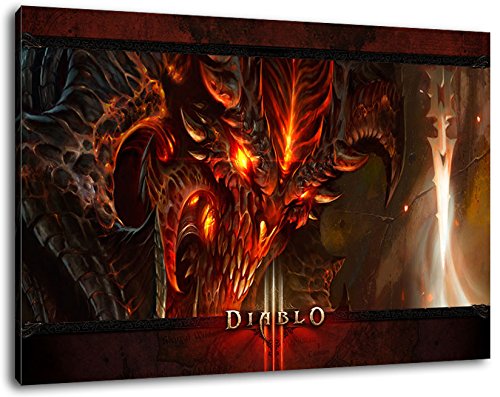 Diablo Format 60x40 cm Bild auf Leinwand, XXL riesige Bilder fertig gerahmt mit Keilrahmen, Kunstdruck auf Wandbild mit Rahmen von PrintArtGalery