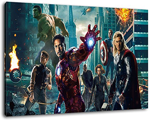 Marvel Helden Format 120x80 cm Bild auf Leinwand, XXL riesige Bilder fertig gerahmt mit Keilrahmen, Kunstdruck auf Wandbild mit Rahmen von PrintArtGalery