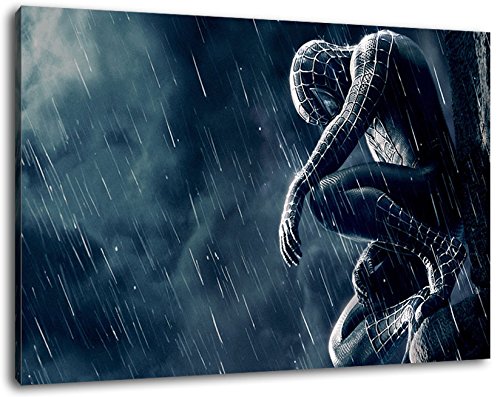 Spiderman Format 60x40 cm Bild auf Leinwand, XXL riesige Bilder fertig gerahmt mit Keilrahmen, Kunstdruck auf Wandbild mit Rahmen von PrintArtGalery