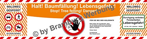 PrintGreen! 3 Absperrbanner für Forst, Holzrücker, Baumfällung, Waldarbeiten gemäß Deutschem Wald Gesetz (BW) von PrintGreen!