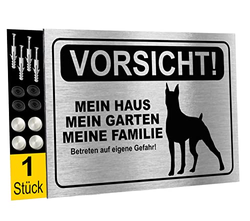 32x21cm Warnschild Vorsicht Bissiger Hund Schild, Sehr Strapazierfähiges Dibond-Material, inkl. Montagezubehör von Printima von Printima