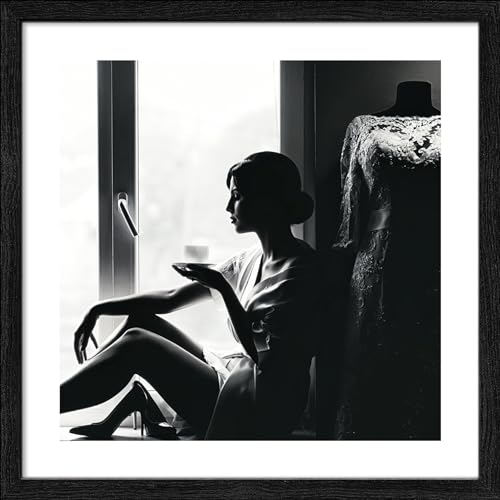 Pro-Art gerahmtes Wandbild Slim Scandic Lady drinking Coffee, 32,5x32,5 cm von Pro-Art