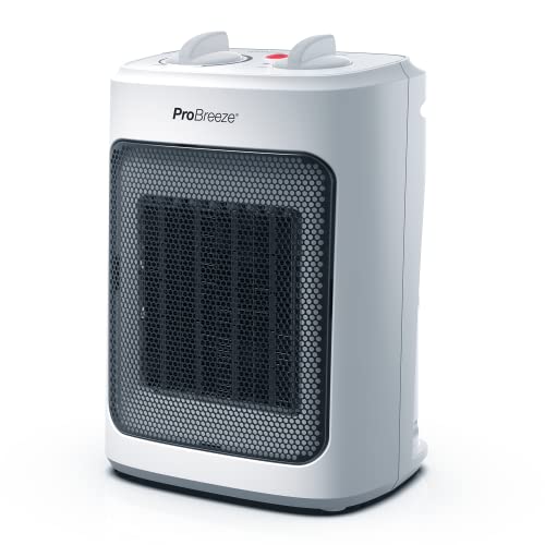 Pro Breeze 2000W Mini Heizlüfter Energiesparend Leise Elektroheizung 3 Heizstufen. Keramik Heizlüfter. Betrieb im Büro, Wohnzimmer, Schlafzimmer oder Terasse – Weiß von Pro Breeze