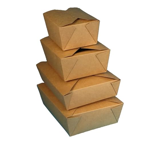 200-600 Bio Foodboxen Take away Snackbox Pastabox Lunchbox mit Faltverschluss Bio Frischfaser fettdicht biologisch abbaubar recycelbar (Braun, 2000ml 197x140x64mm 200St.) von Pro DP