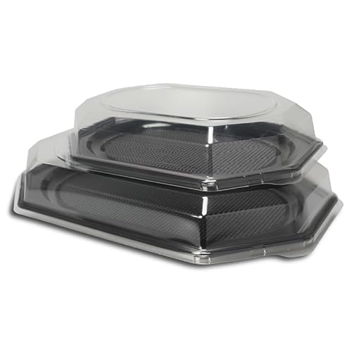50-200 Premium Partyplatten Catering Servierplatten Buffetplatten schwarz rPET recycelbar versch. Größen zur Auswahl - Inkl. VerpackG in D (Partyplatten L 450x300x25mm 50St.) von Pro DP