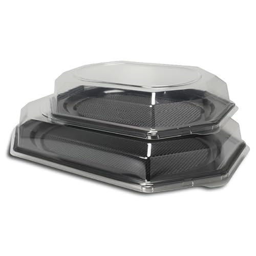 50-200 Premium Partyplatten Catering Servierplatten Buffetplatten schwarz rPET recycelbar versch. Größen zur Auswahl - Inkl. VerpackG in D (Partyplatten M 350x250x20mm 200St.) von Pro DP