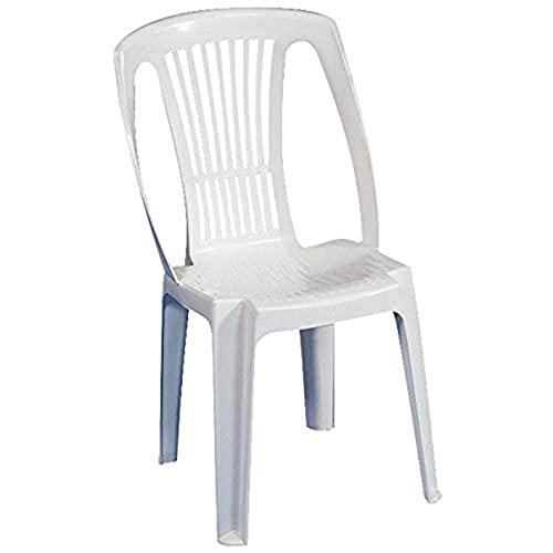 Stapelbarer Monoblock-Stuhl, ohne Armlehnen, Made in Italy, 46 x 53 x 86 cm, weiße Farbe von Pro Garden